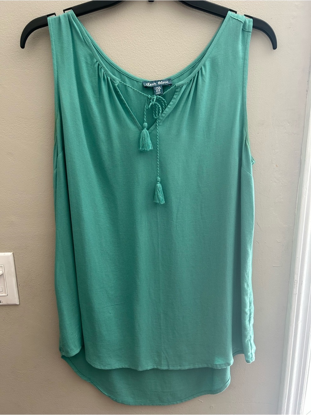 Fleur Bleue  Teal Tassel Tie Sleeveless Top